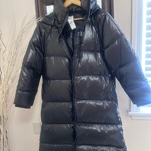 Shiny Black Puffer Coat